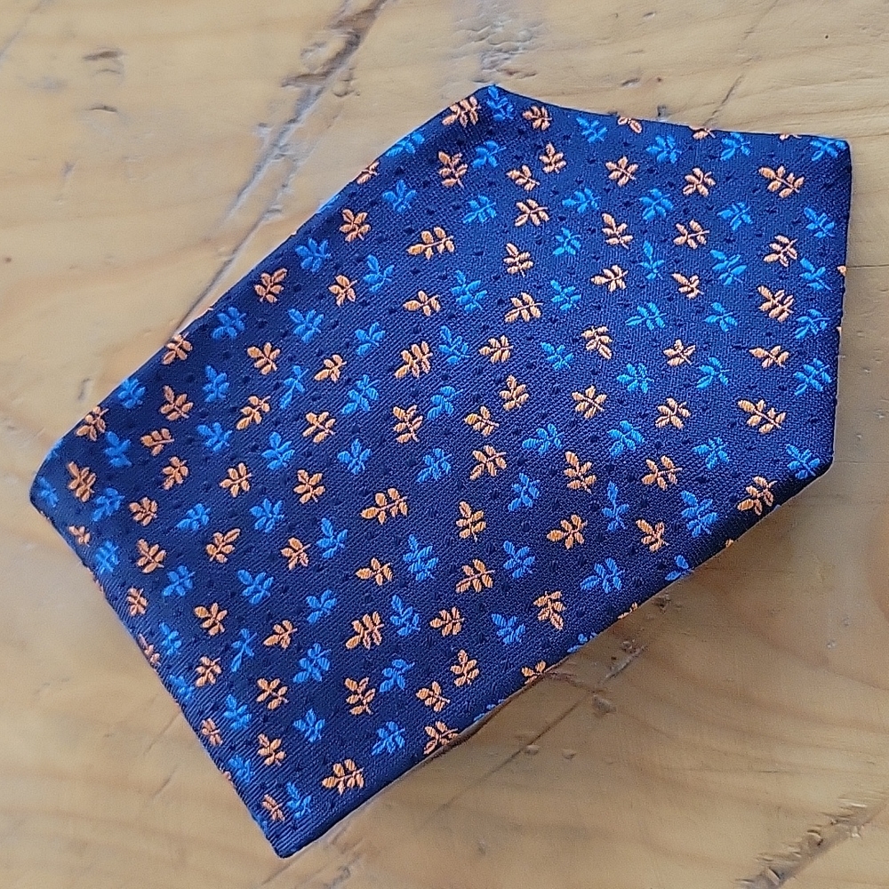 Filo A' Mano Tom James Mens Tie Blue Orange Silk